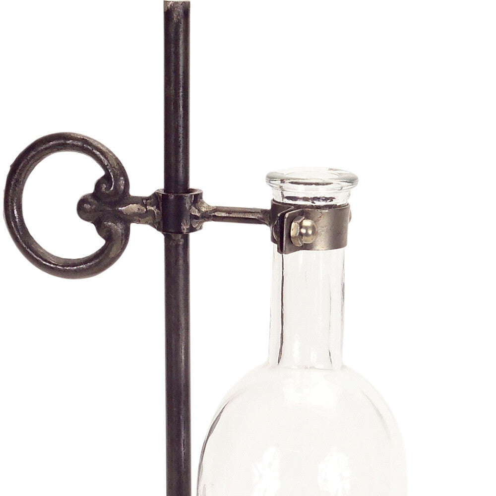 14.5 inch apothecary jar set full product view, modern clear glass black metal decorative storage for bathroom living room