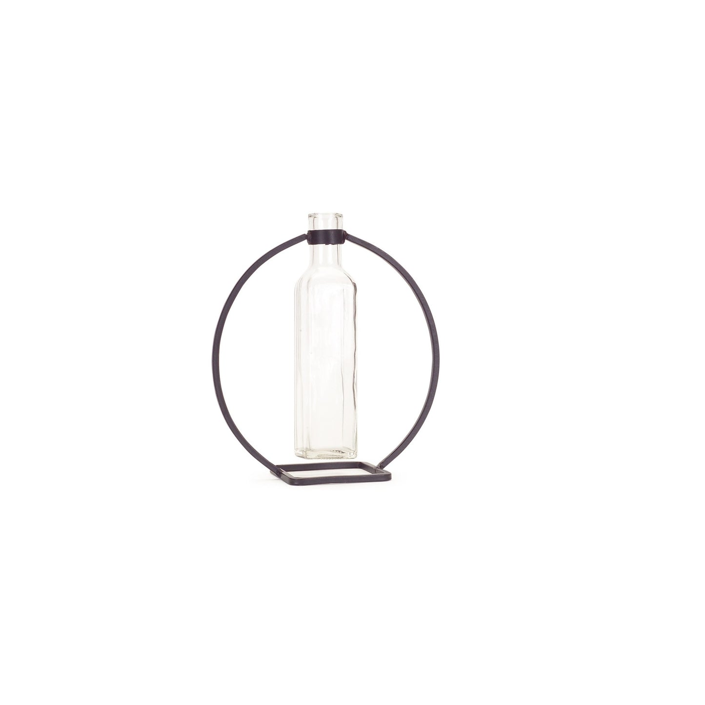 Close-up of gray metal round wall vase showing sleek finish and durable construction ideal for wall-mounted floral arrangements