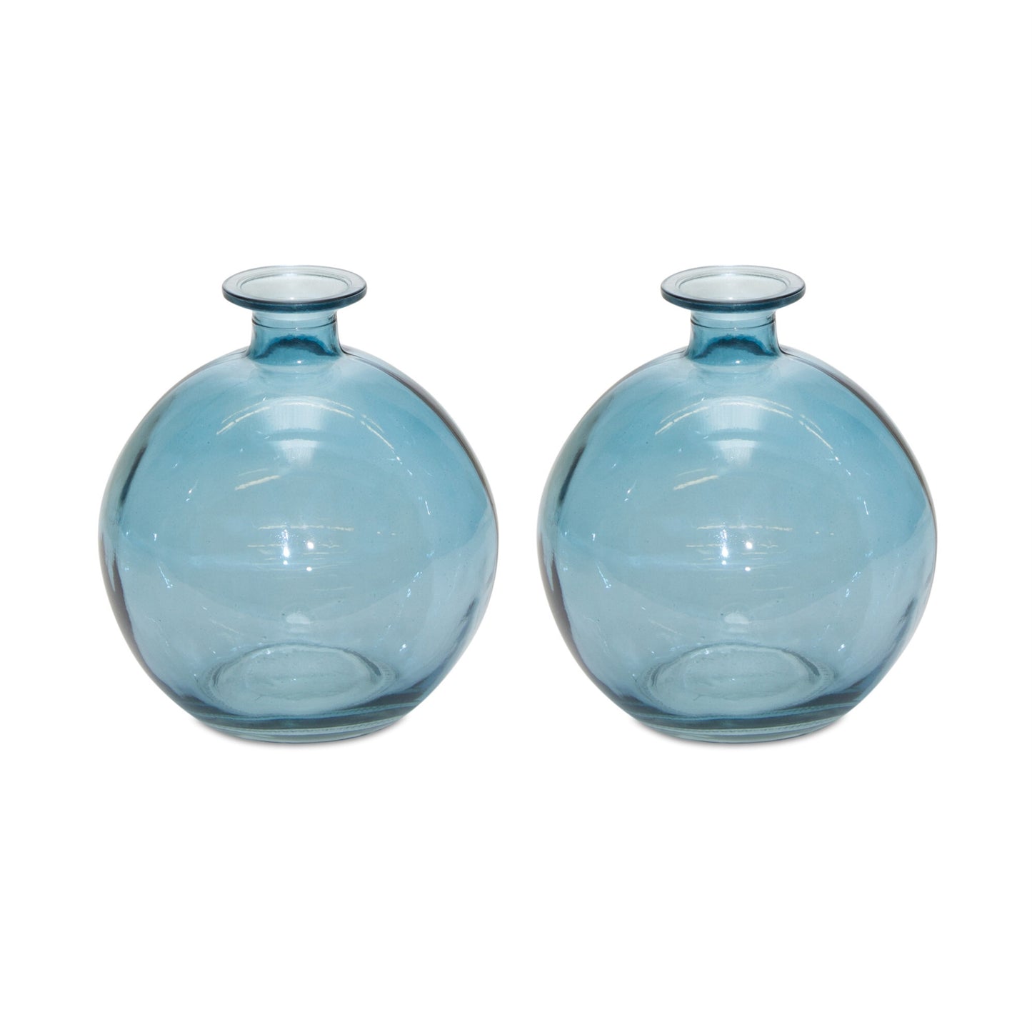 Blue glass round vase set displaying versatile styling options, casual chic table centerpiece