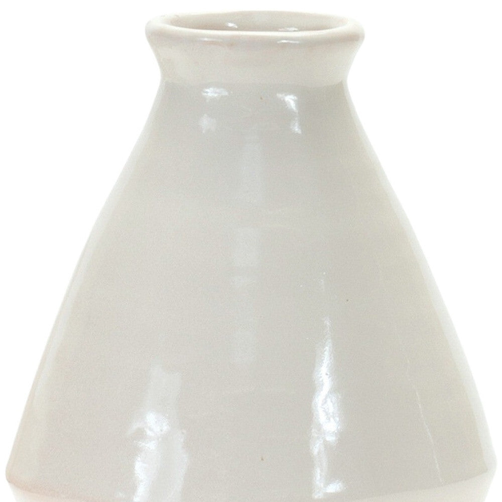 Set of two white bud terracotta table vases small decorative ceramic vases for home decor