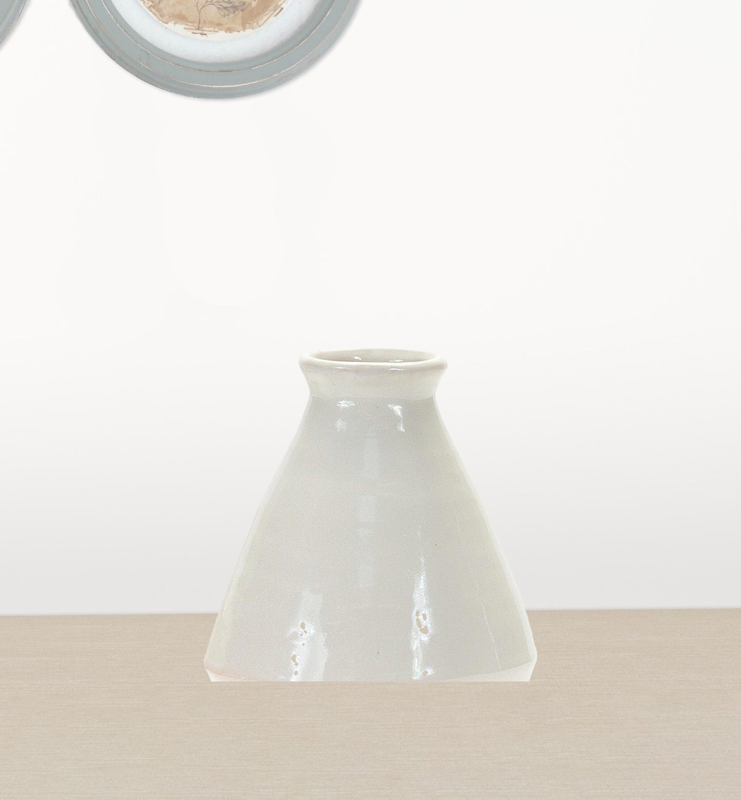 Small white ceramic table vases pair display showing versatile farmhouse style decor pieces