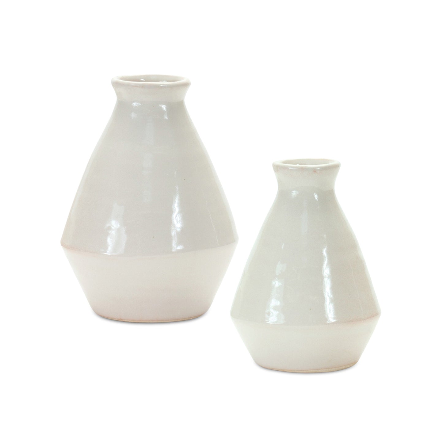 White bud vases terracotta set detail shot highlighting quality craftsmanship and smooth finish