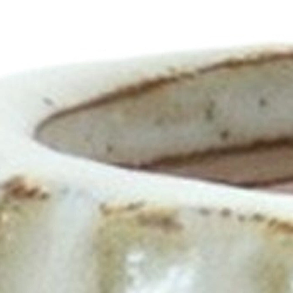 6 inch ivory round terracotta vase with ribbed design, sophisticated table decor accent