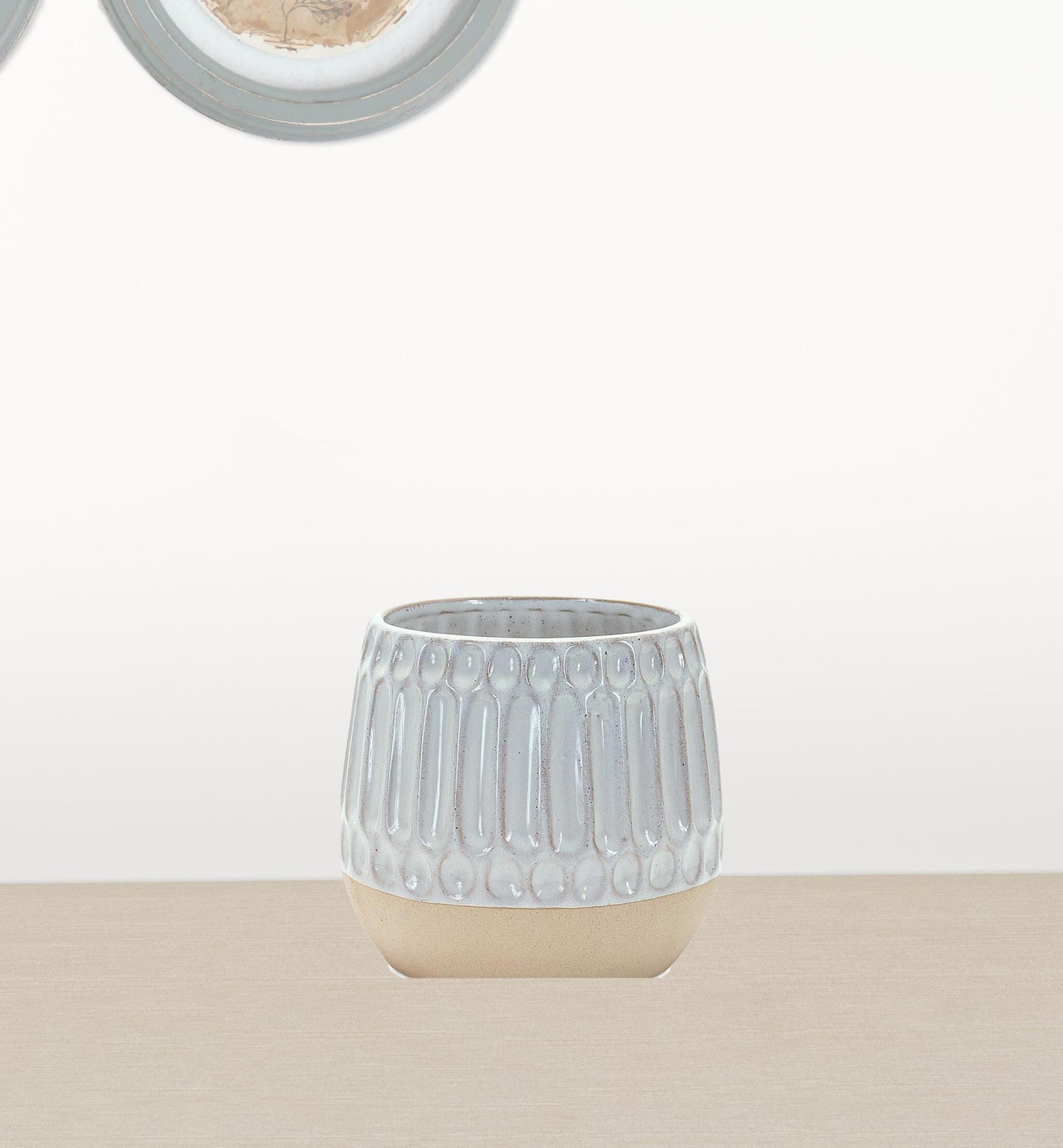 Modern Minimalist Round Vases - Side Angle View Displaying Elegant Neutral Color Combination