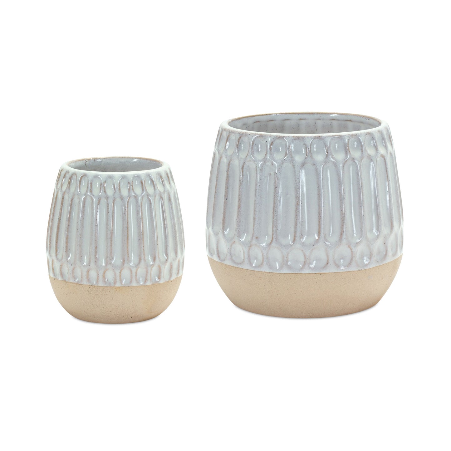5 Inch Round Ribbed Vases - Perfect Compact Size for Tables Shelves and Contemporary Decor