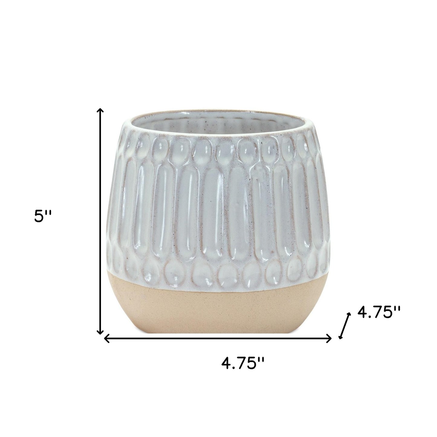 Contemporary Ribbed Round Vases - Complete Product View of Set of 2 Neutral Table Decor Pieces