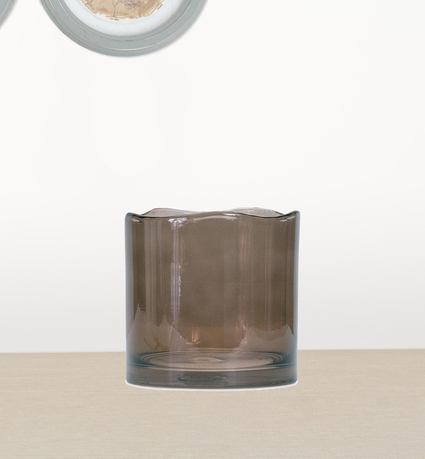 Contemporary brown glass vase detail view showing premium quality, 6 inch modern minimalist accent
