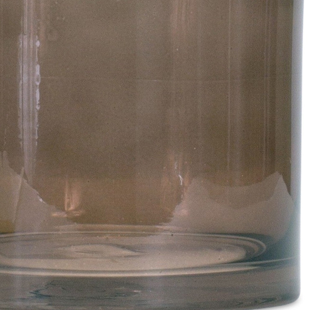6 inch brown cylinder vase with warm glass finish, elegant contemporary table centerpiece