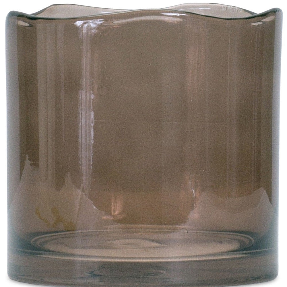Modern brown glass cylinder vase showing compact size, 6 inch warm home decor accent