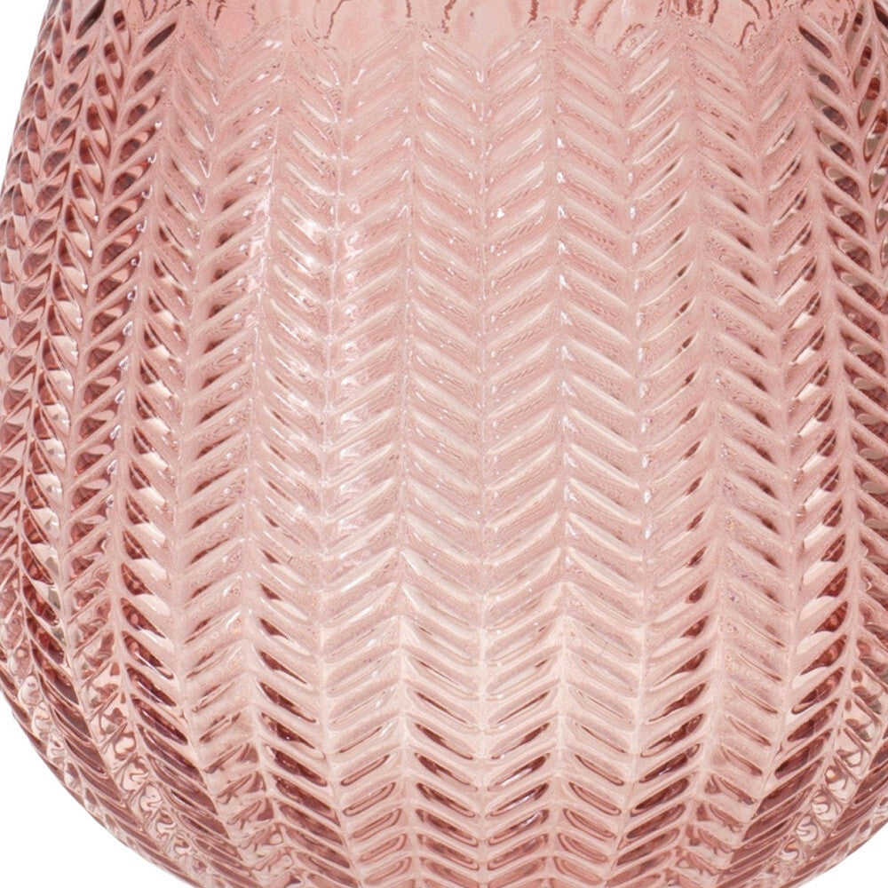 Translucent pink glass vase top view showing opening perfect for fresh or dried flower arrangements