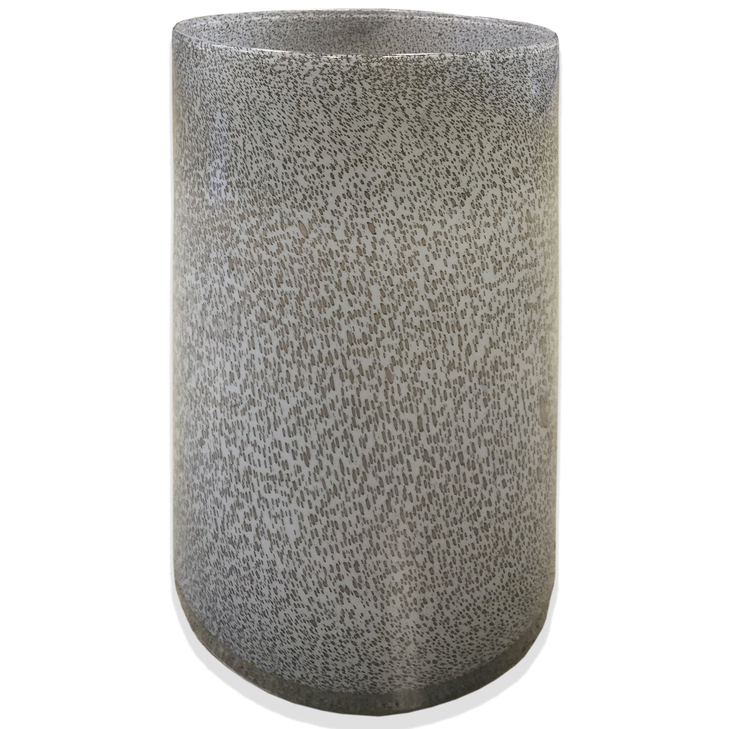 Handblown lavender glass vase with delicate speckled texture, 15 inch artistic purple centerpiece