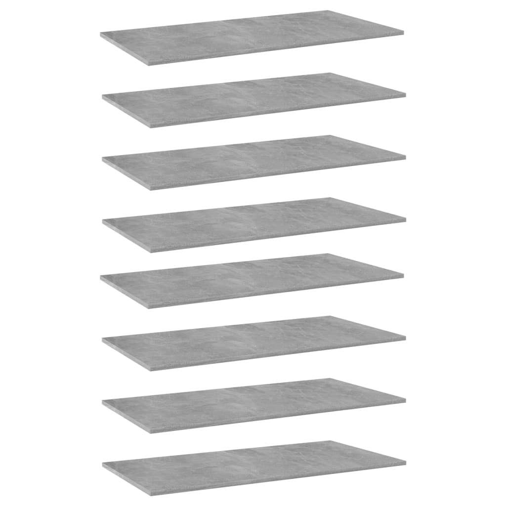 Concrete gray bookshelf panels set of 8 for modular storage system construction