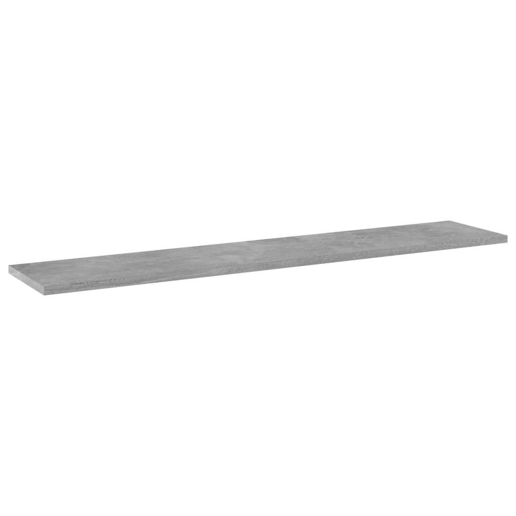 Close-up view of concrete gray bookshelf boards showing rectangular shape and smooth matte surface