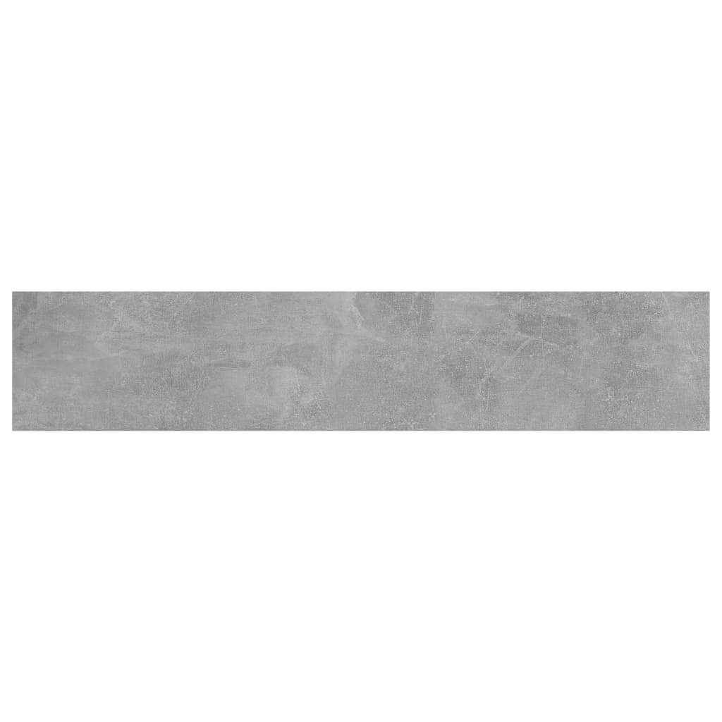 Concrete gray bookshelf boards arranged showing wall mounting capabilities and modern minimalist design