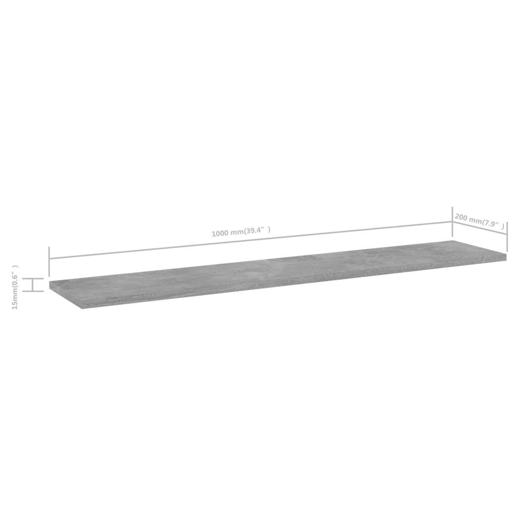 Set of 8 concrete gray engineered wood bookshelf boards product packaging and specifications
