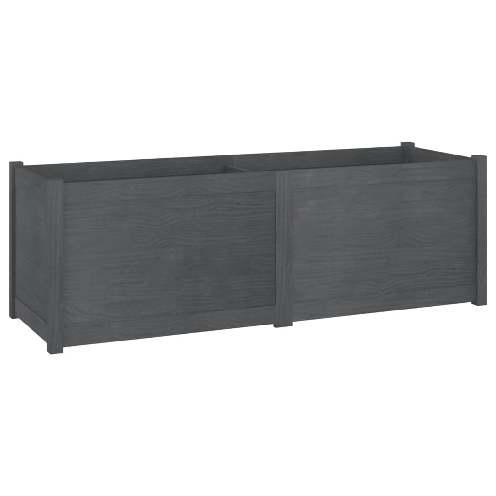 Side view of grey pine wood planter showing solid construction and painted finish - 59 inch raised garden bed