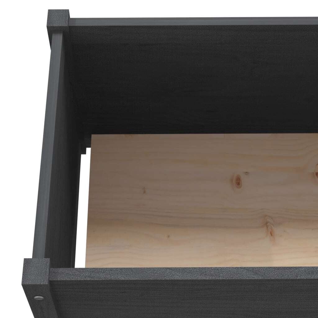 Top view of rectangular grey pine wood planter showing generous 59x59 inch planting space
