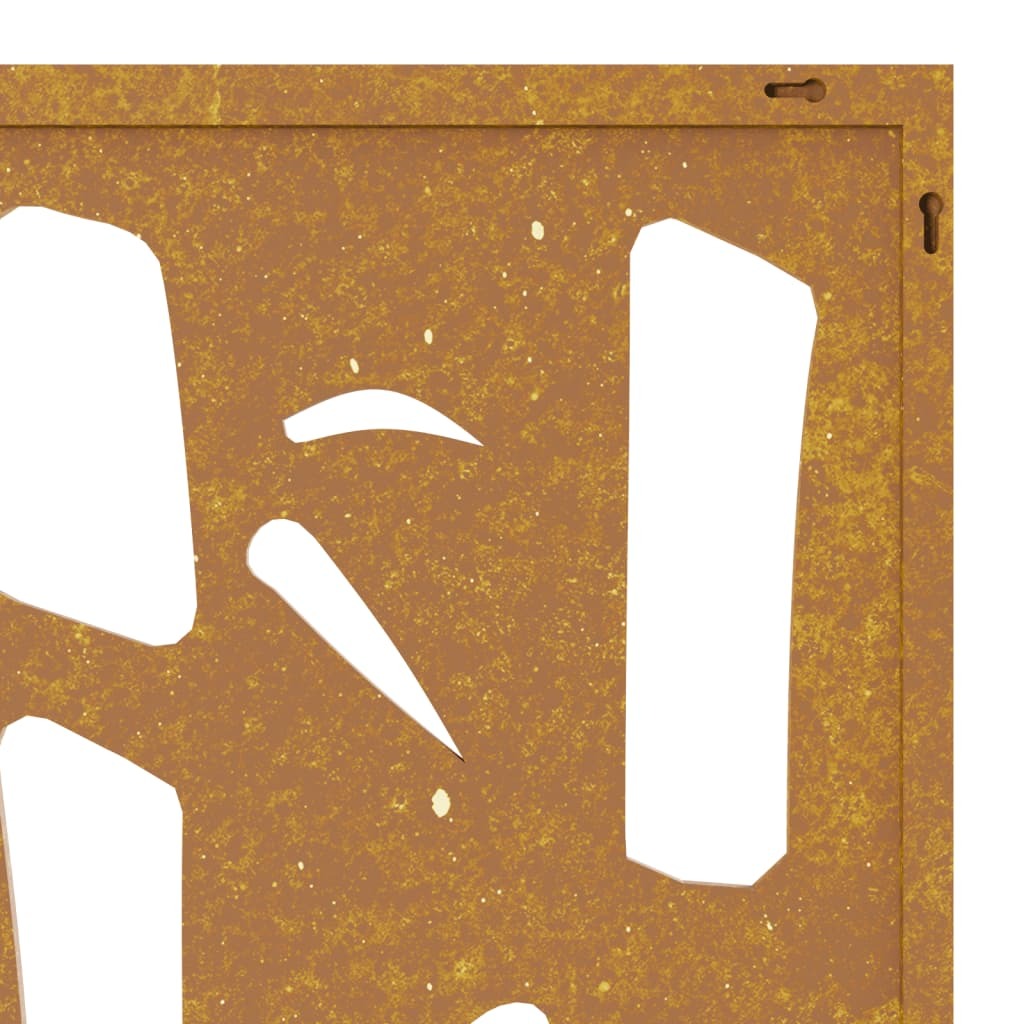 Square corten steel decoration showing lightweight design and outdoor durability features