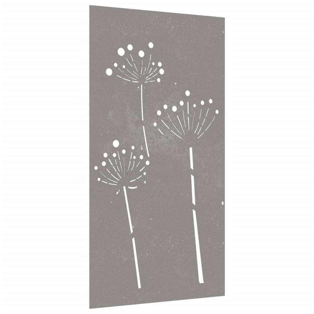 Large rectangular garden wall art showing floral motifs with flowers and plants design