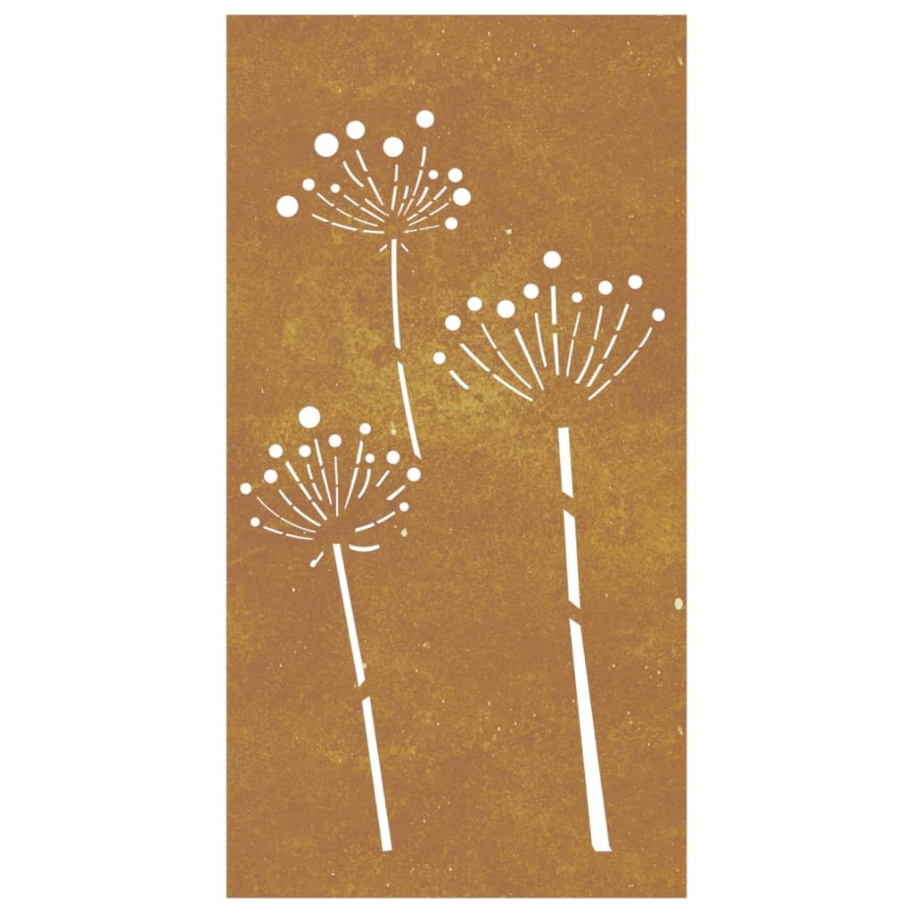 Rustic corten steel wall decoration showing natural rust patina development and artistic charm