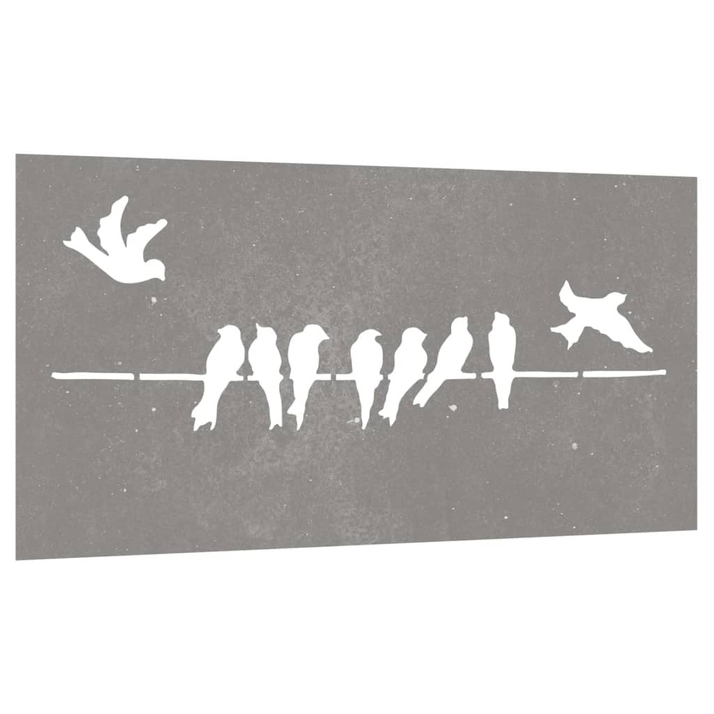Rectangular garden wall art showing bird design pattern and rustic charm with traditional style