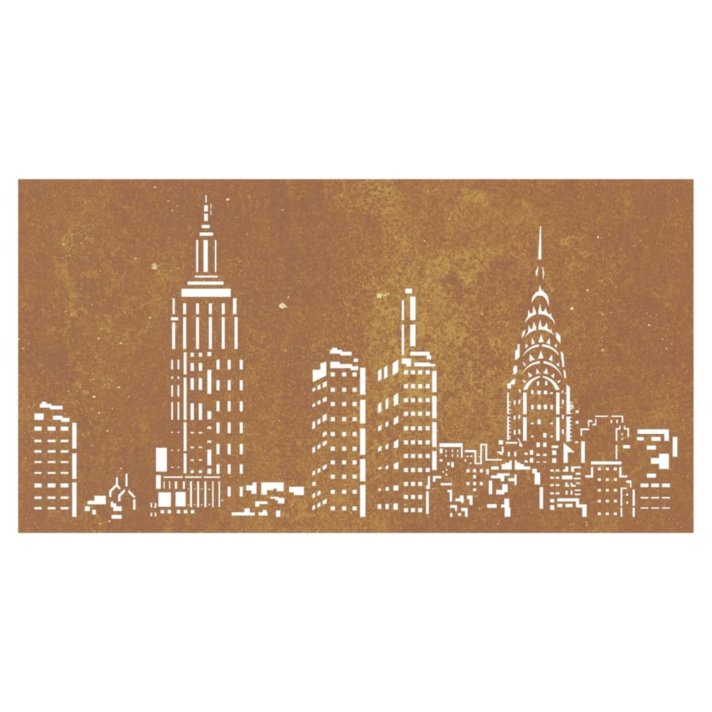 Alternative corten steel skyline pattern with different urban architectural elements