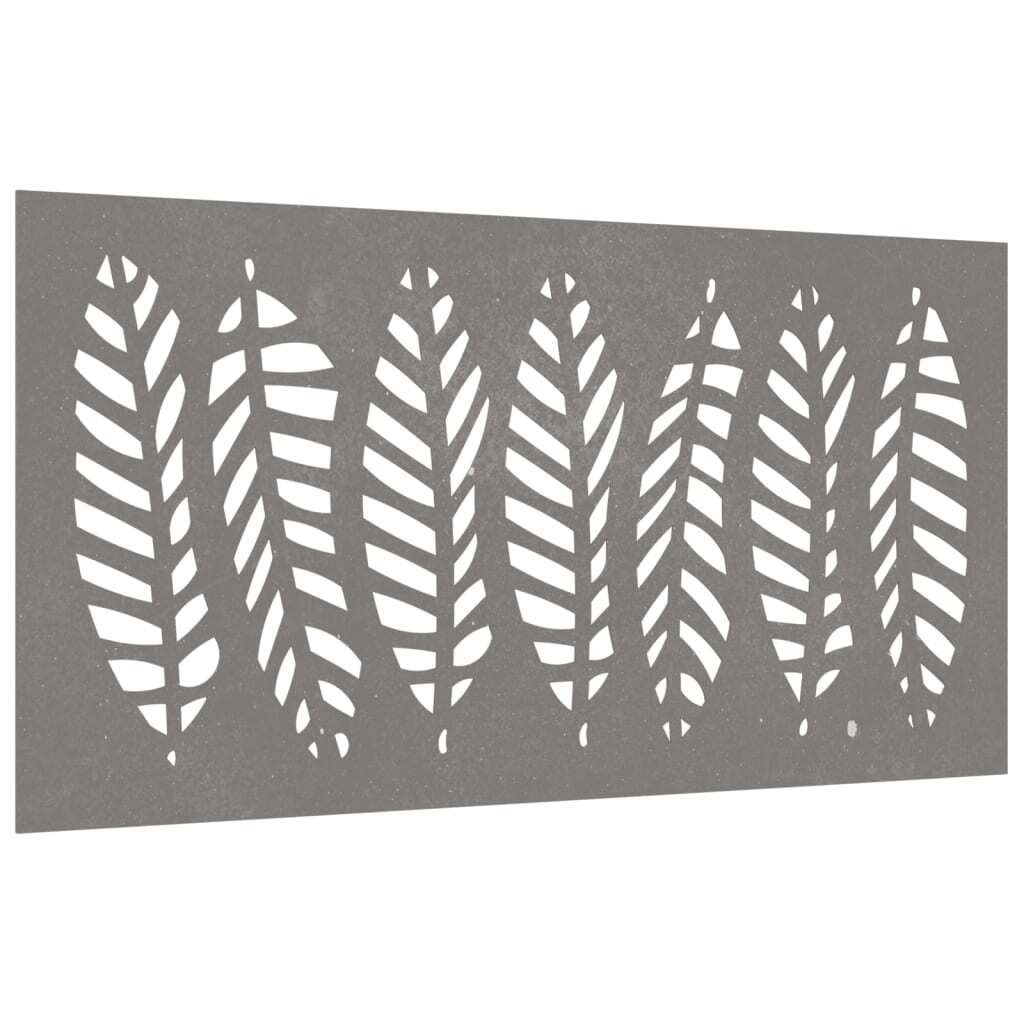 Large rectangular garden wall art showing hollow leaf design pattern and rustic charm with natural light shadows