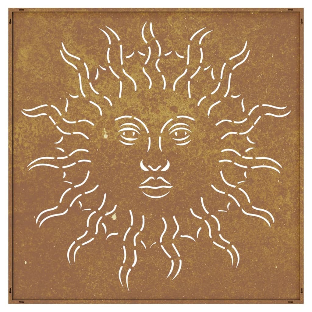 Sun wall art metal sculpture showing 0.2 inch hole diameter and square shape design