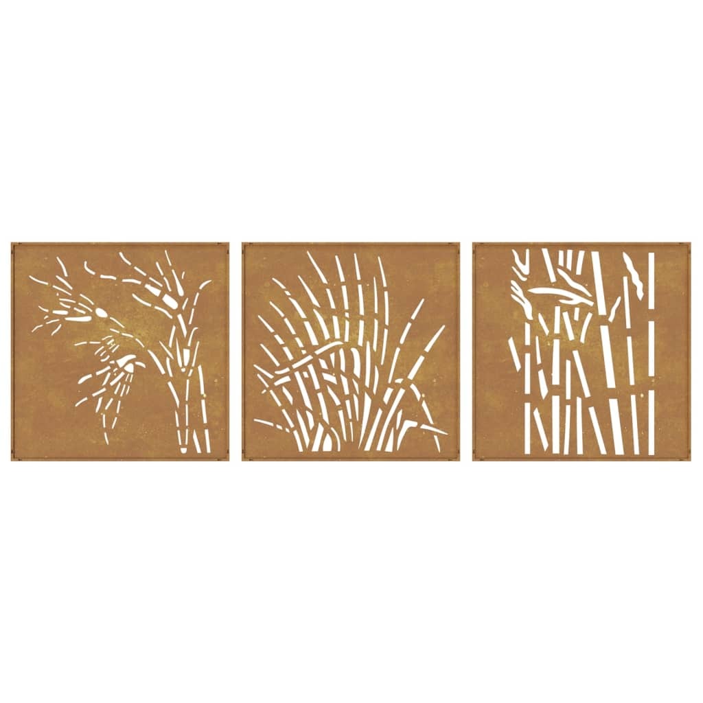 Rusty brown corten steel metal sculpture wall art for contemporary patio and garden landscaping