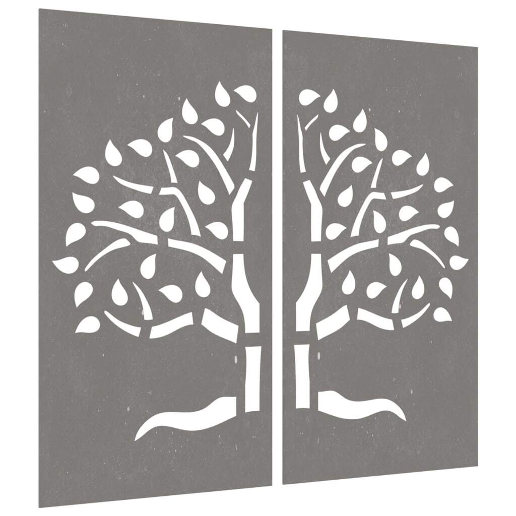 Large rectangular garden wall art showing hollow tree design pattern and modern style appeal