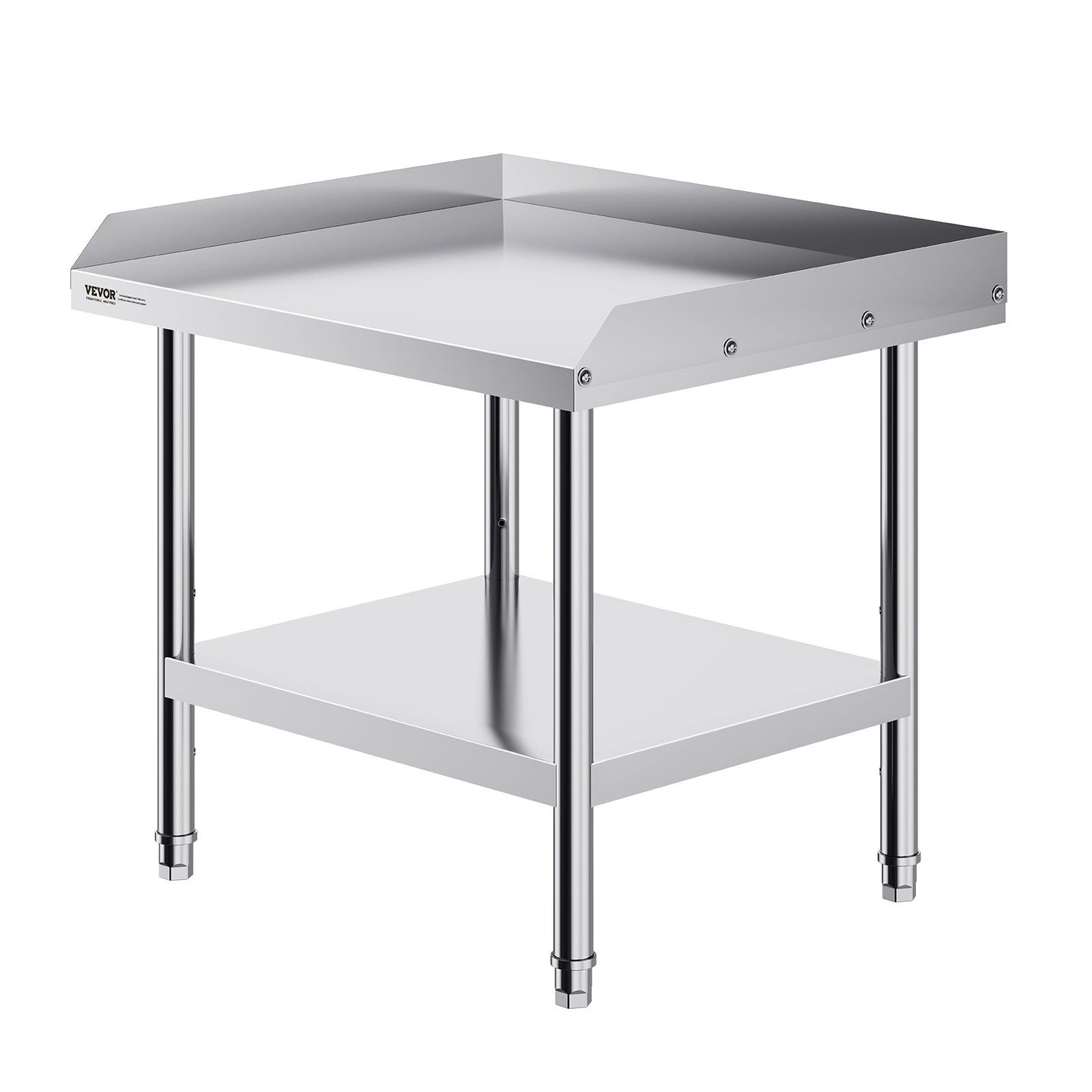 VEVOR 24x28 inch stainless steel commercial work table with 3-sided backsplash and adjustable height for restaurant food prep