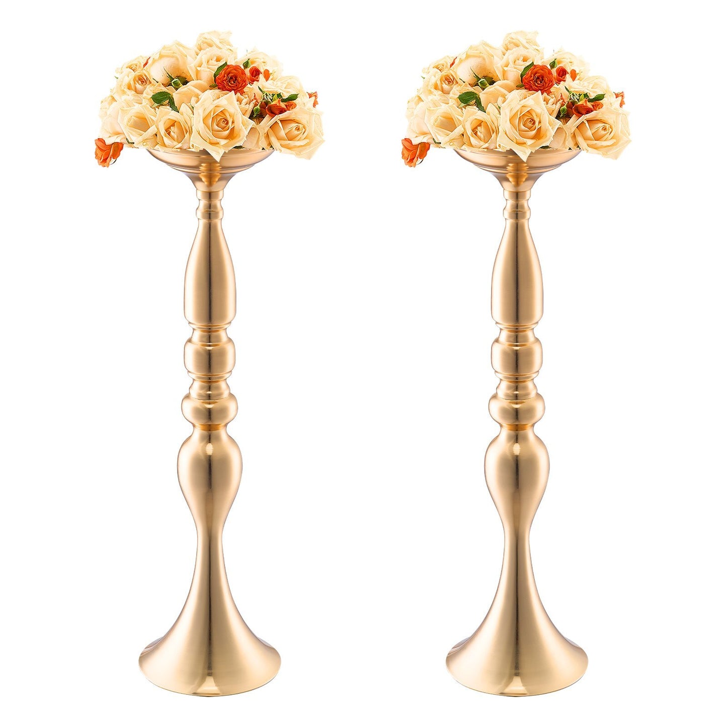 24 piece set of 19.7 inch tall gold wedding flower vases with French gold electroplating and trumpet shape design