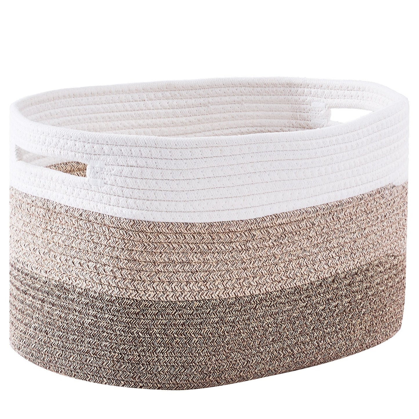 VEVOR 3-pack cotton rope storage baskets 22L in white light linen dark linen, 15x10x9 inch woven bins with handles for home organization