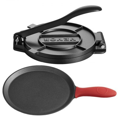🌮 VEVOR 10" Cast Iron Tortilla Press - Heavy Duty Tortilladora Maker with 100 Parchment Papers for Tacos & Roti
