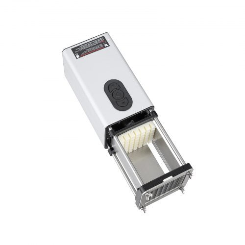 VEVOR electric french fry cutter dimensions and specifications diagram showing 14.8 x 4.6 x 5.16 inches