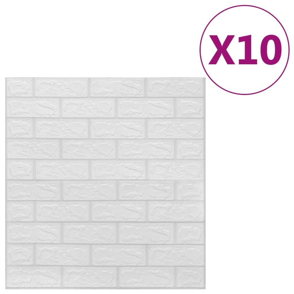 Close-up of white 3D brick wallpaper showing realistic dimensional texture and matte finish for modern home decor
