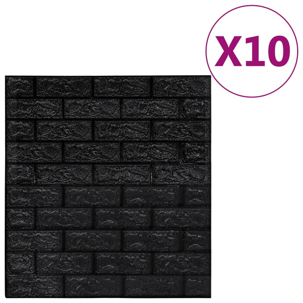 Pack of 10 black brick-patterned tiles on a white background