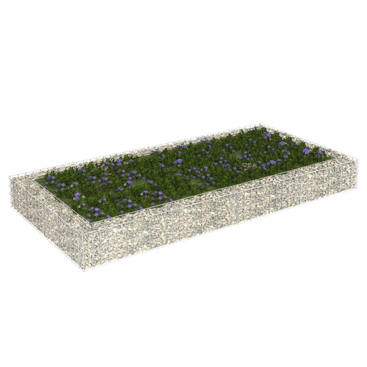 Large silver galvanized steel gabion raised bed 78x39 inches - industrial garden planter
