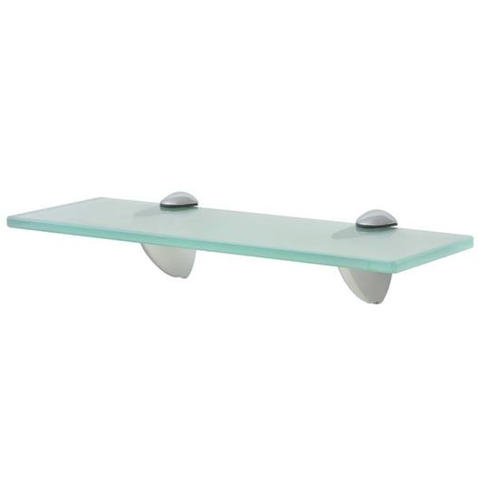 Clear tempered glass floating shelf 11.8x7.9 inches with zinc alloy brackets - compact wall storage
