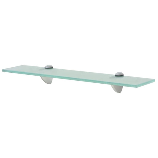 Clear tempered glass floating shelf with zinc alloy brackets - modern wall storage
