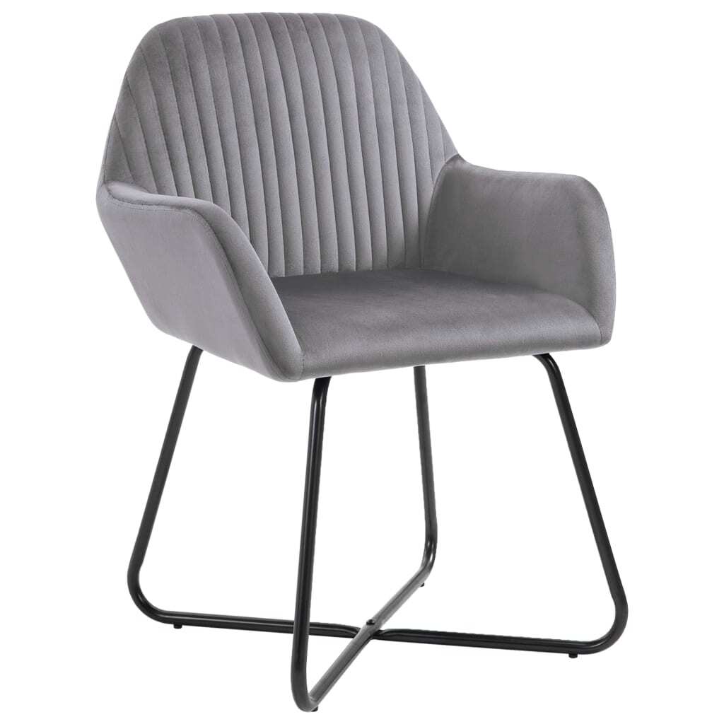 One gray velvet dining chair showing comfortable seating and modern design
