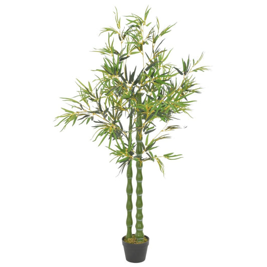 63 inch tall artificial bamboo plant with realistic green foliage in modern cylindrical pot for indoor outdoor decor
