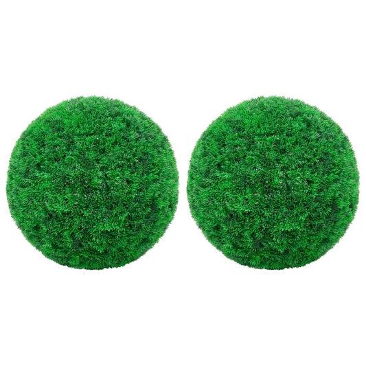 Realistic 20-inch artificial boxwood ball set with UV-resistant green polyethylene, matte finish perfect for indoor outdoor garden patio or living room decor, set of 2
