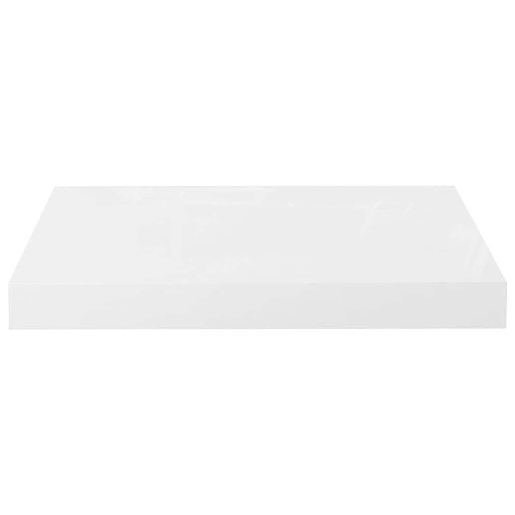 Side view of white floating wall shelf showing hidden mounting system
