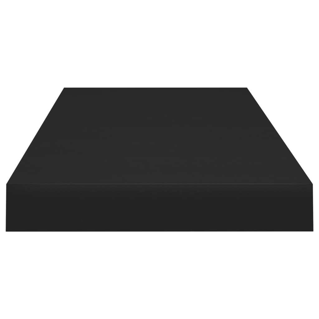 Side view of black floating wall shelf showing hidden mounting system
