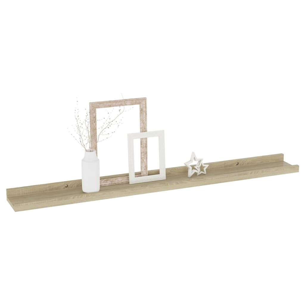 Single Sonoma oak floating wall shelf displaying 31.5 inch length and rectangular shape

