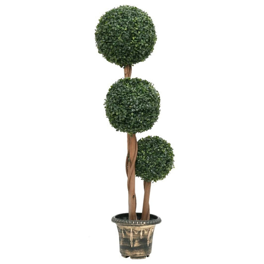 47 inch tall artificial boxwood topiary plant with spherical ball and eucalyptus wood stem for indoor outdoor home decor
