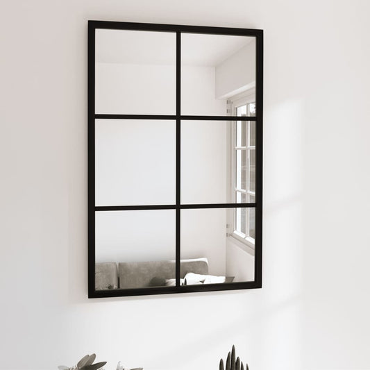Classic 24x16 inch black metal frame wall mirror with traditional rectangular design, high-quality glass perfect for bathroom vanity, bedroom, or living room decor
