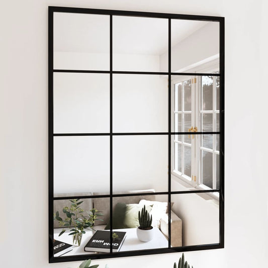 Elegant 32x24 inch rectangular wall mirror with matte black metal frame, high-quality glass perfect for bathroom, bedroom, or living room modern decor
