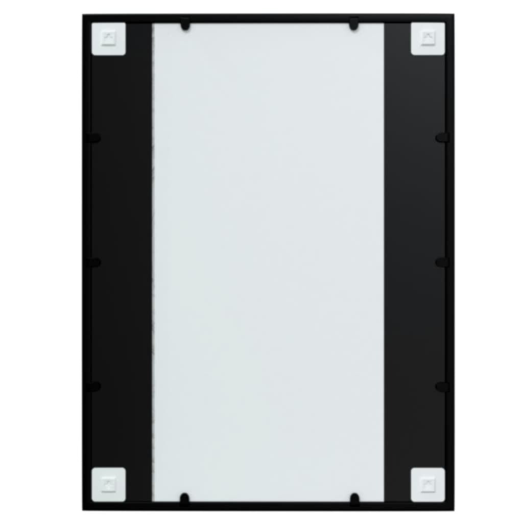 Full view of 31.5x23.6 inch black framed mirror showing generous size perfect for bathroom vanity or bedroom dresser
